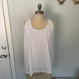 Gap Women’s White Slub Knit High-Neck Racerback Tank Top XXL